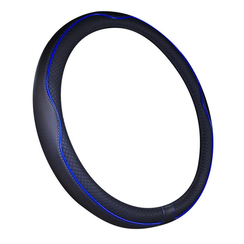 Mayco Bell Universal Standard Size Steering Wheel Cover Anti-Slip,Safety,Soft,Breathable,Durable,Full Surround,Comfortable Grip Microfiber Leather (14.5-15 inch,Black Dark Blue) - Image 5